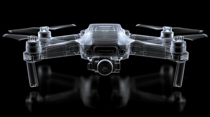 X-ray view of a drone, highlighted on a black background