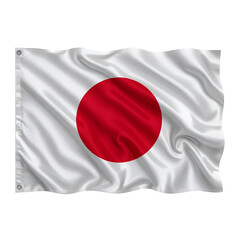 Waving Flag of Japan with Red Disc on White Background