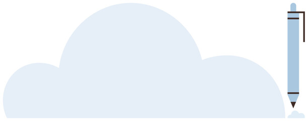 Blue pen placed beside a cloud shape, symbolizing creativity, digital connectivity, and modern technology. Ideal for brainstorming, cloud computing, writing, innovation, communication digital