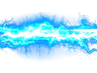 Vibrant blue electric energy blast with intense lightning discharge