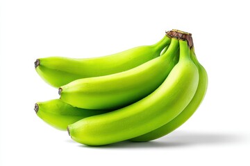 Raw green Cavendish bananas isolated on a white background