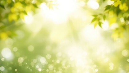 Gentle sunlight filtering through soft green foliage creates a dreamy, ethereal, and refreshing spring or summer background