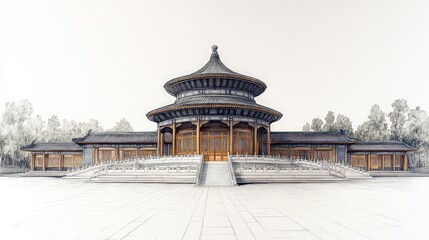 Sketch of a grand Chinese temple