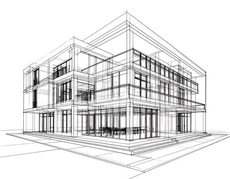 black line art modern building architecture clip art preview