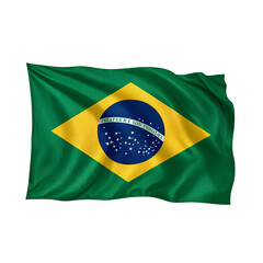 Waving Brazilian Flag on white Background