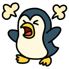 興奮して息を荒げて叫ぶペンギン（Affinity Designer版）