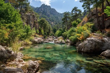 Stunning scenery at a small river in Goynuk Canyon Turkey