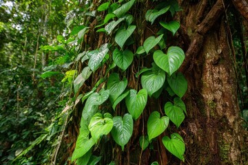 Stunning sight of lush green vines on a tree in Brazil s Amazon Rainforest