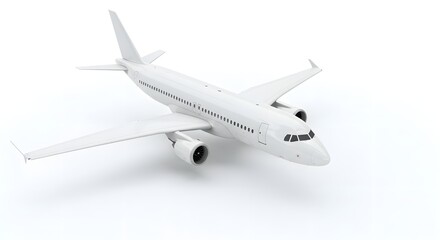 Obraz premium White Passenger Airplane on a White Background
