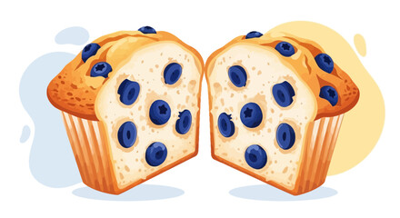 Delightful Blueberry Muffins: Freshly Baked, Divided, And Ready For A Sweet Treat