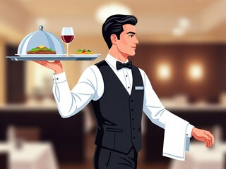waiter with tray