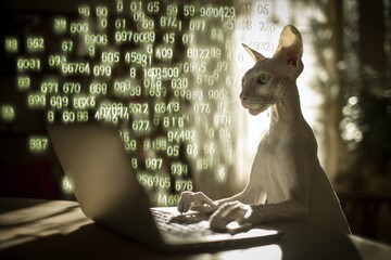 Anthropomorphic cat's morning: a tale of fear and laptops. Is destiny real. Are we prisoners of code or masters of our digital reality. Prewritten destiny. Life in a loop.