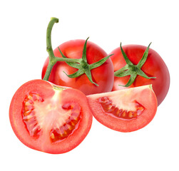 fresh red tomatoes, whole and sliced, showcase vibrant color and health