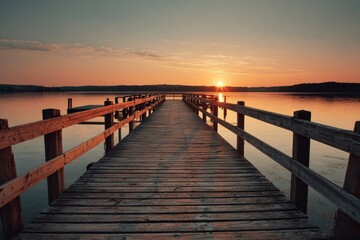 Fototapeta premium Timber dock at dusk