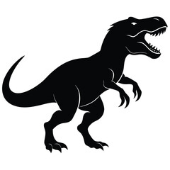 Naklejka premium Black tyrannosaurus rex roaring dinosaur prehistoric