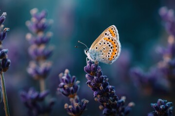 Obraz premium Tiny butterfly on lavender