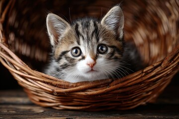 Tiny cat in the container