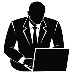 Businessman working on laptop computer technology