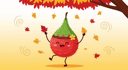 Fototapeta premium Enchanting Autumnal Harvest Celebration Depicted In A Delightful Illustrated Format