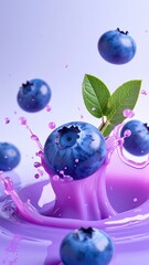 Blueberry Splash with Juice and Droplets