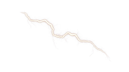 Powerful orange-red lightning bolt isolated on black for electric effects