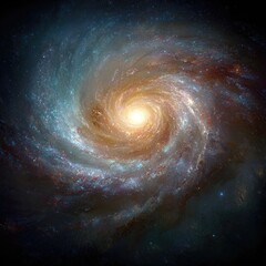 Spiral galaxy, vibrant colors, cosmic dust, swirling arms, celestial objects