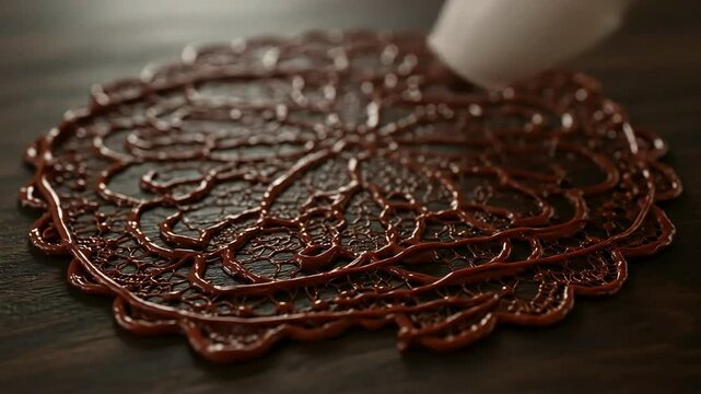 Dark brown lace doily pattern