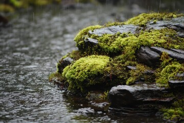 Fototapeta premium rain soaked moss on stones