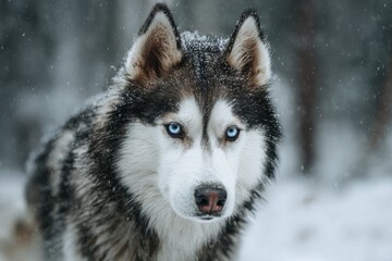 Obraz premium stunning snow covered husky