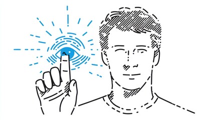 Man touches futuristic eye