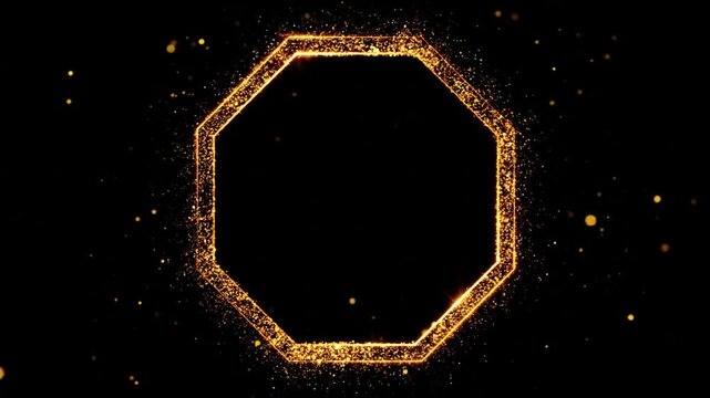 Golden Octagon Frame with Sparkling Particles - Dynamic Background
