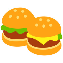 Two mini burgers with lettuce, cheese, and meat inside sesame buns, tasty snack for food lovers.