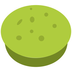 Flat round green bread illustration, bakery food design suitable for snack, lunch, dinner, breakfast, and cuisine concept.
