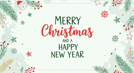 Christmas theme 2025 vector merry christmas and happy new year celebration holiday season greeting card vector background illustration