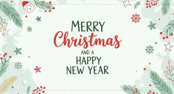 Christmas theme 2025 vector merry christmas and happy new year celebration holiday season greeting card vector background illustration