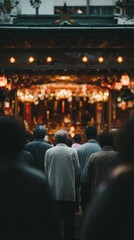 Naklejka premium Japanese Temple Evening Worship