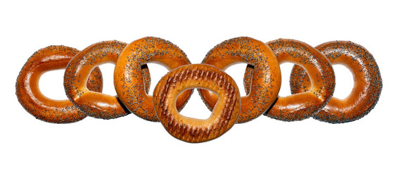 shiny bagels with poppy seeds, ready for breakfast