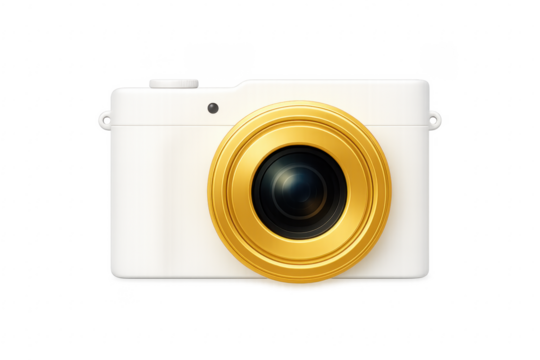 White and gold digital camera with transparent background
