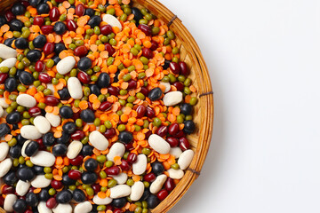 Colorful mixed beans and lentils, packed with plant-based protein and fiber