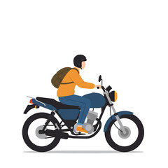 Fototapeta premium Minimal vector illustration of person riding motorcycle outdoors