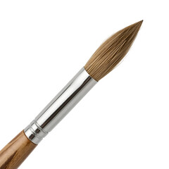Fototapeta premium Close-up of a Round Paintbrush with Wooden Handle