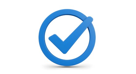 Blue check mark in circle on white background
