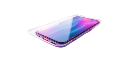 A protective screen guard encases a modern smartphone, showcasing vibrant, gradient colors on the display.