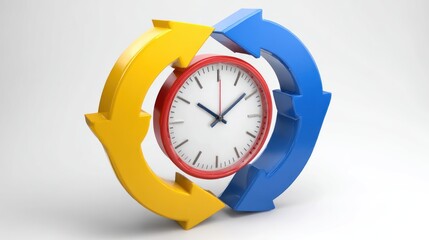 Clock encircled by rotating arrows