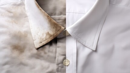 Clean shirt collar before after stain removal