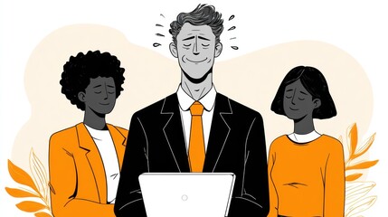 Diverse business team working together