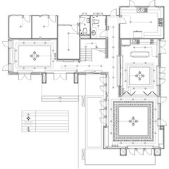 2D Vector Drawing Layout of Residential House Ceiling Light Position Plan