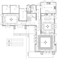 2D Vector Drawing Layout of Residential House Ceiling Light Position Plan