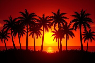 palm tree sunset