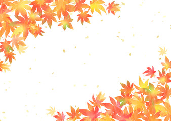 グラデーションが美しい紅葉フレーム　和紙風